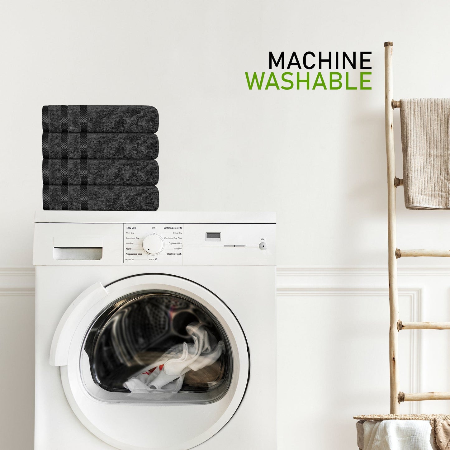 Belmont Viscose Stripe Grey Towels 100% Cotton Hotel Quality Super Absorbent 10 Piece Bale Set, 4 Hand Towel & 12 Face Cloths by OLIVIA ROCCO