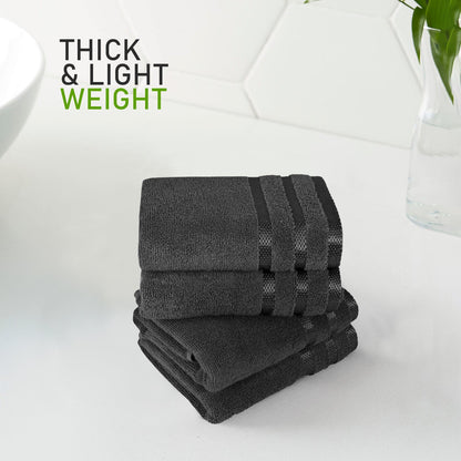 Belmont Viscose Stripe Grey Towels 100% Cotton Hotel Quality Super Absorbent 10 Piece Bale Set, 4 Hand Towel & 12 Face Cloths by OLIVIA ROCCO