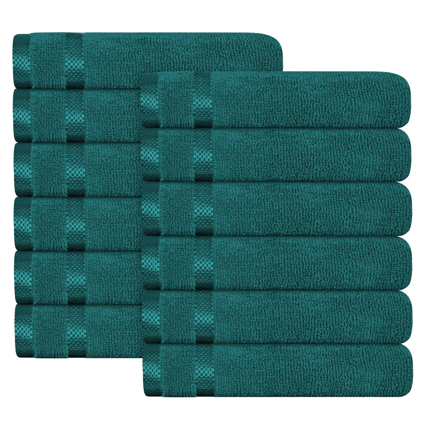 Belmont Viscose Stripe Jade Green Towels 100% Cotton Hotel Quality Super Absorbent 10 Piece Bale Set, 4 Hand Towel & 12 Face Cloths by OLIVIA ROCCO