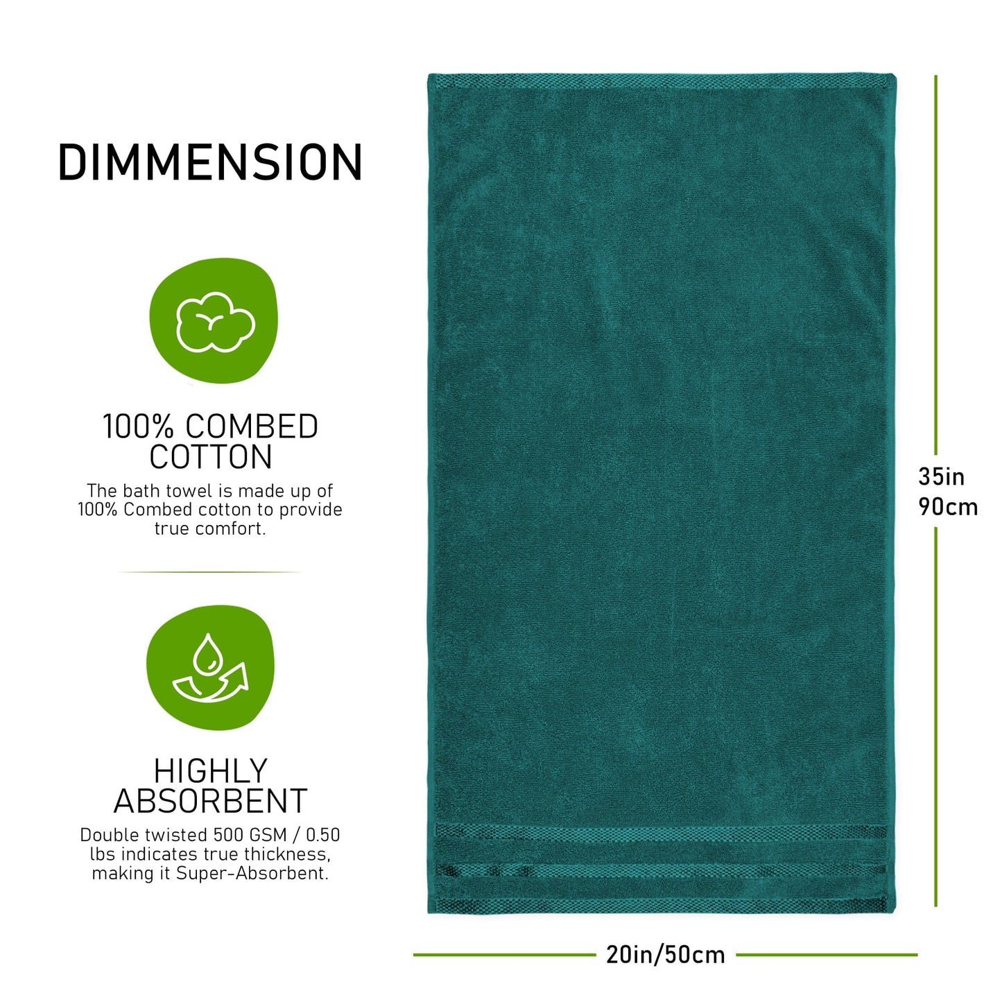 Belmont Viscose Stripe Jade Green Towels 100% Cotton Hotel Quality Super Absorbent 10 Piece Bale Set, 4 Hand Towel & 12 Face Cloths by OLIVIA ROCCO