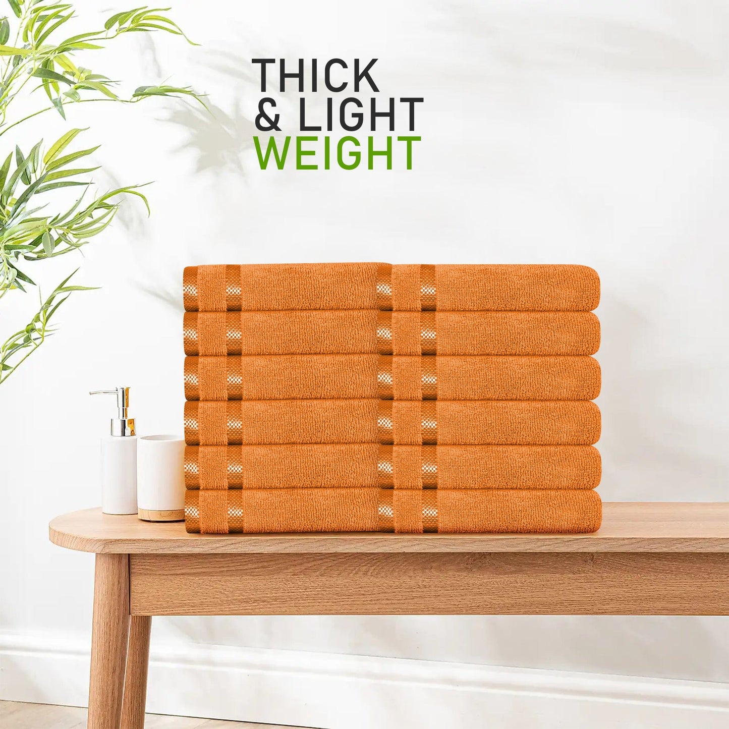 Belmont Viscose Stripe Orange Towels 100% Cotton Hotel Quality Super Absorbent 10 Piece Bale Set, 4 Hand Towel & 12 Face Cloths by OLIVIA ROCCO