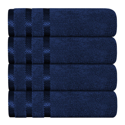 Belmont Viscose Stripe Royal Blue Towels 100% Cotton Hotel Quality Super Absorbent 10 Piece Bale Set, 4 Hand Towel & 12 Face Cloths by OLIVIA ROCCO