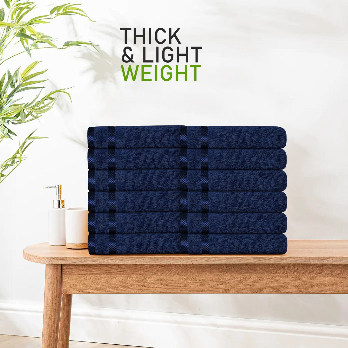 Belmont Viscose Stripe Royal Blue Towels 100% Cotton Hotel Quality Super Absorbent 10 Piece Bale Set, 4 Hand Towel & 12 Face Cloths by OLIVIA ROCCO