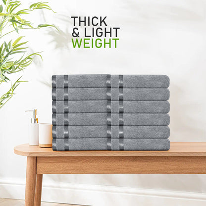 Belmont Viscose Stripe Silver Towels 100% Cotton Hotel Quality Super Absorbent 10 Piece Bale Set, 4 Hand Towel & 12 Face Cloths by OLIVIA ROCCO