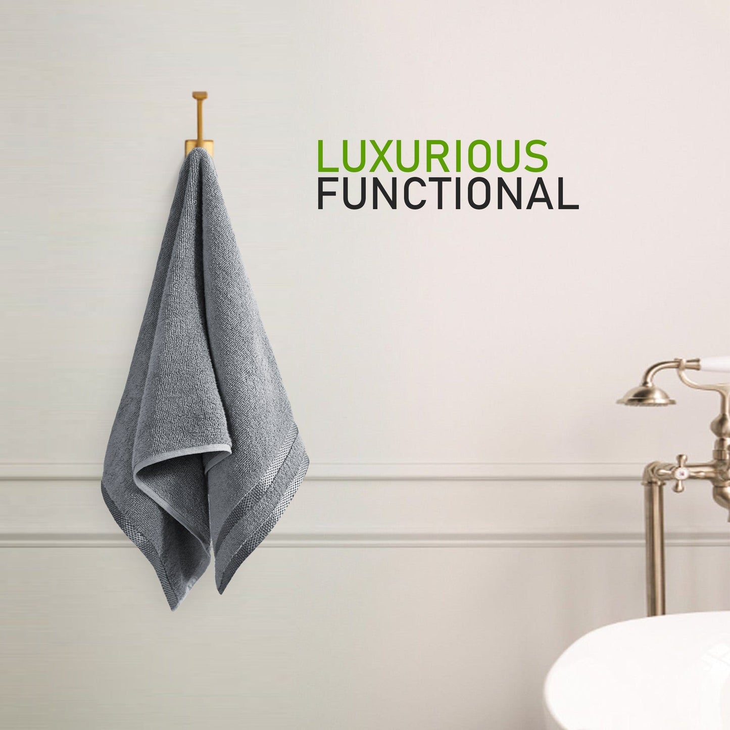 Belmont Viscose Stripe Silver Towels 100% Cotton Hotel Quality Super Absorbent 10 Piece Bale Set, 4 Hand Towel & 12 Face Cloths by OLIVIA ROCCO