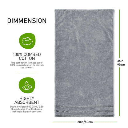 Belmont Viscose Stripe Silver Towels 100% Cotton Hotel Quality Super Absorbent 10 Piece Bale Set, 4 Hand Towel & 12 Face Cloths by OLIVIA ROCCO