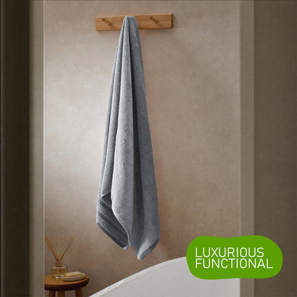 Belmont Viscose Stripe Silver Towels 100% Cotton Hotel Quality Super Absorbent 10 Piece Bale Set, 4 Hand Towel & 12 Face Cloths by OLIVIA ROCCO