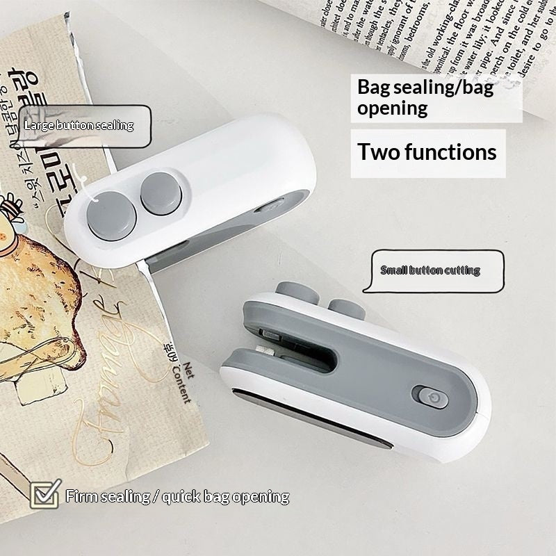 Mini 2 In 1 Sealer Heat Sealer Bag Opening Machine For Snacks Home USB Sealer Vacuum Sealer Snacks Plastic Bag Heat Sealer
