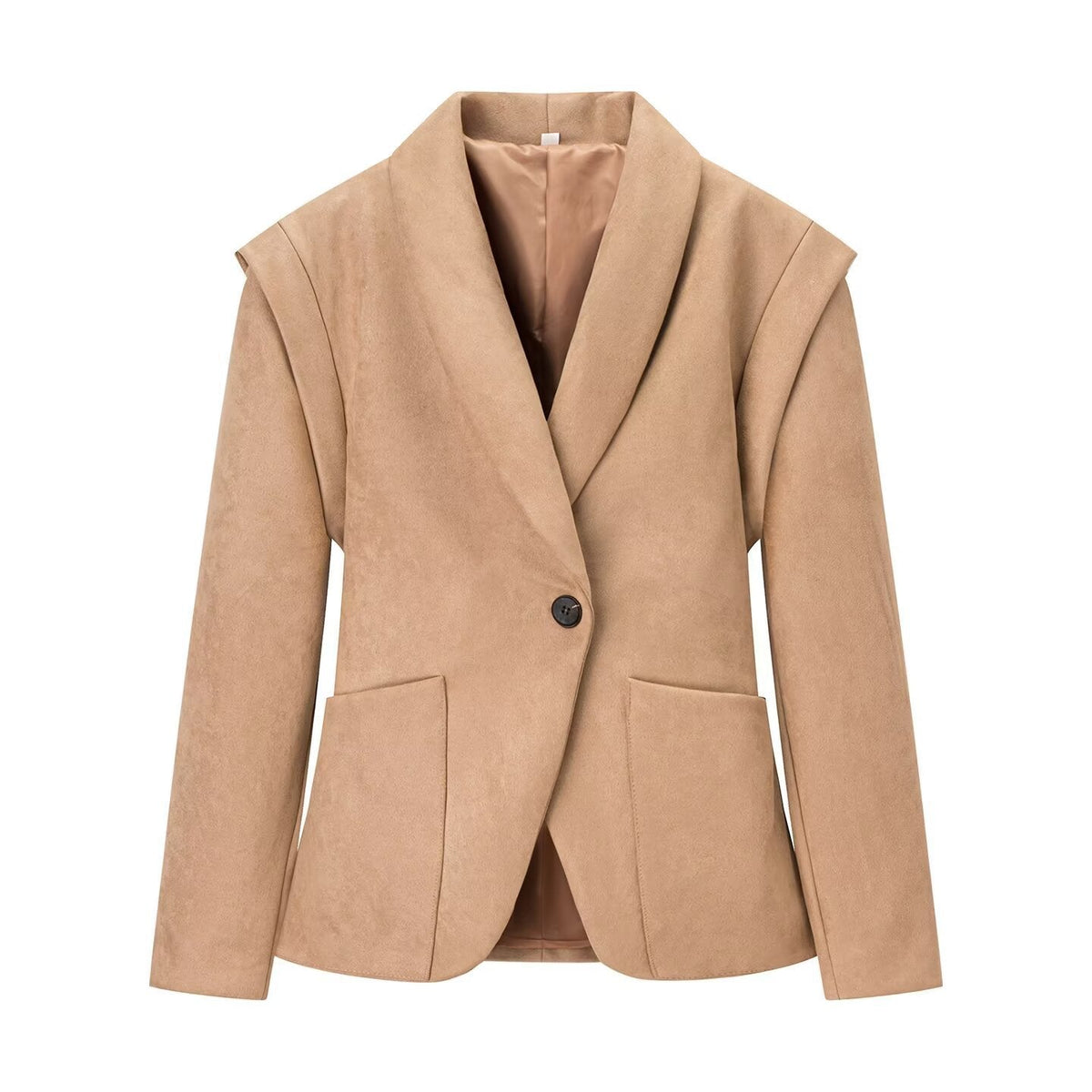 Retro Lapels Suede Waist-controlled Long Sleeves Jacket Coat