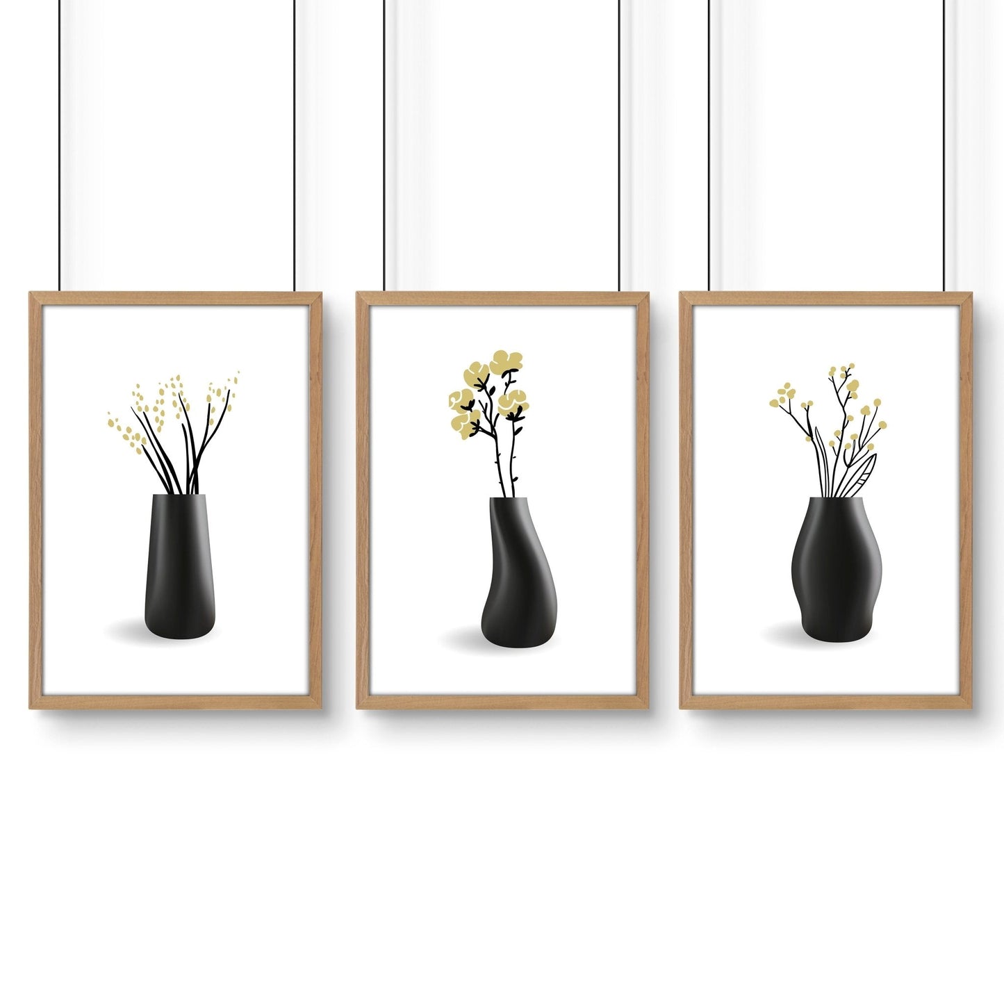 Big Paintings For Living Room | Set of 3 Botanical Wall art Prints