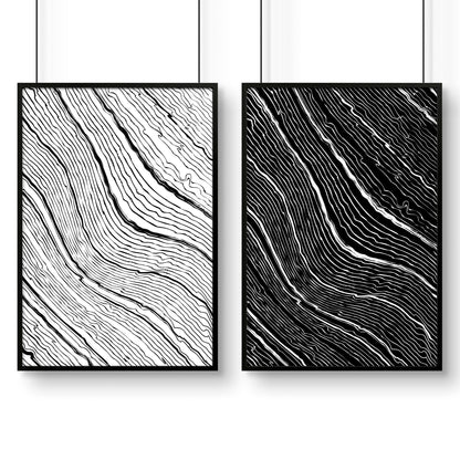 Line art for bedroom | set of 2 Black and White wall art prints