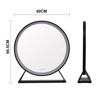 Grace Round Hollywood Mirror Black 60x67cm