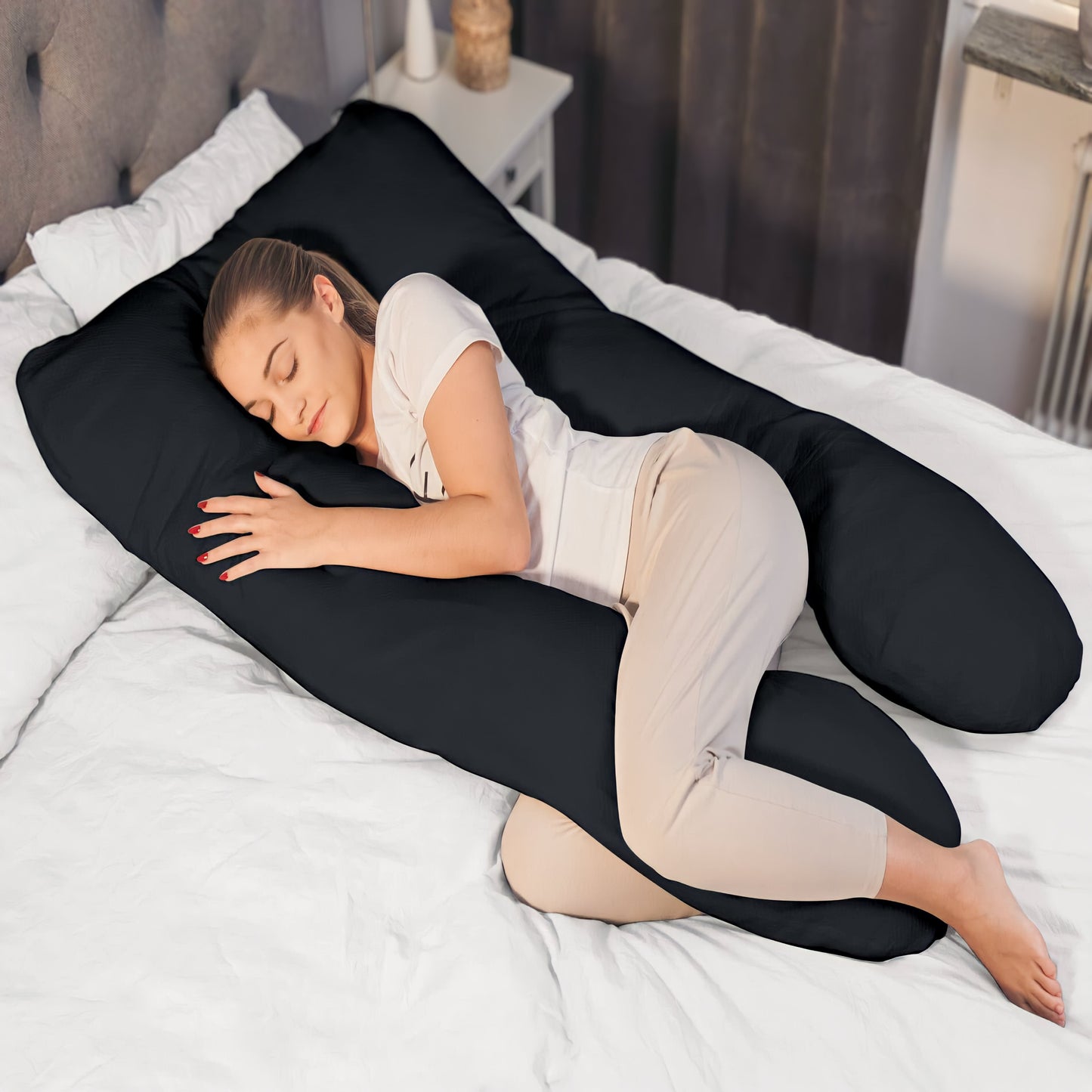 U-Shaped Pregnancy Pillow – Full Body Support Pillow for Side Sleepers