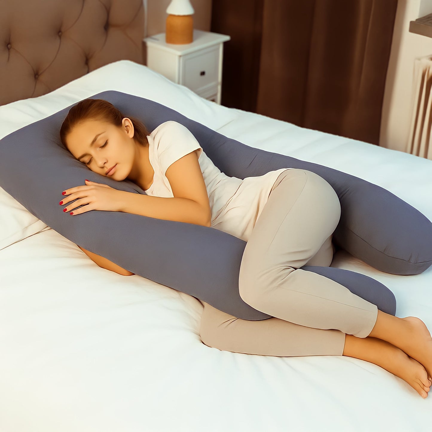 U-Shaped Pregnancy Pillow – Full Body Support Pillow for Side Sleepers