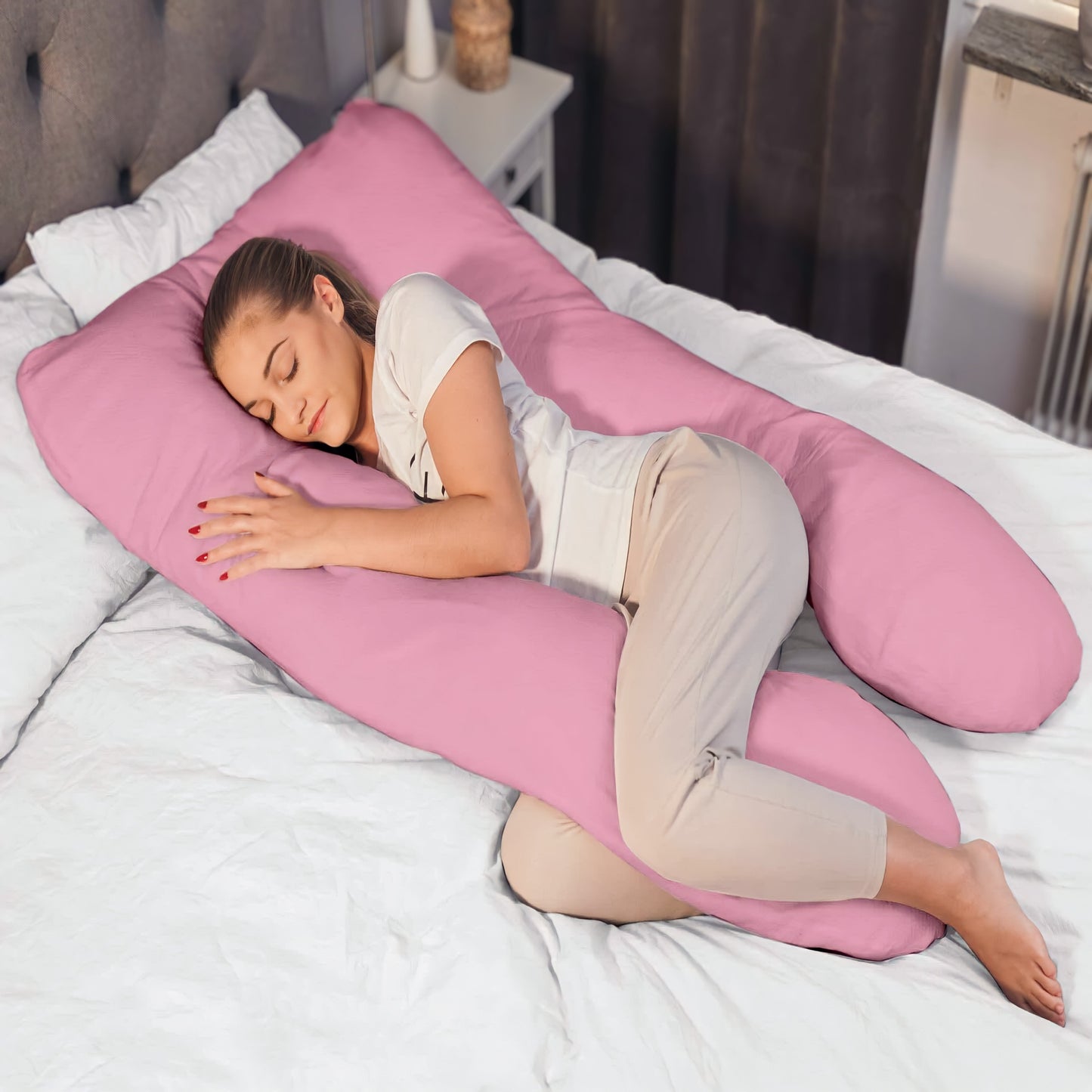 U-Shaped Pregnancy Pillow – Full Body Support Pillow for Side Sleepers