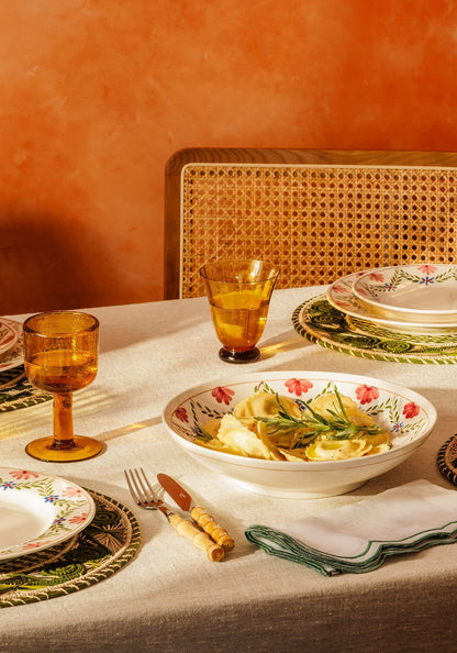 Camilla Pasta Bowl, Green Garland Set of 4