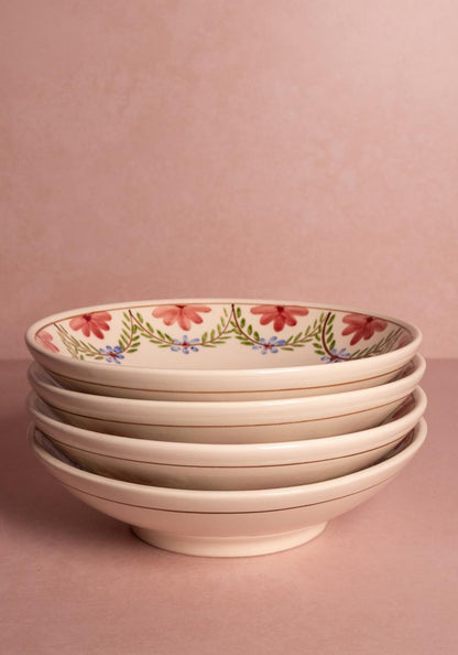 Camilla Pasta Bowl, Green Garland Set of 4