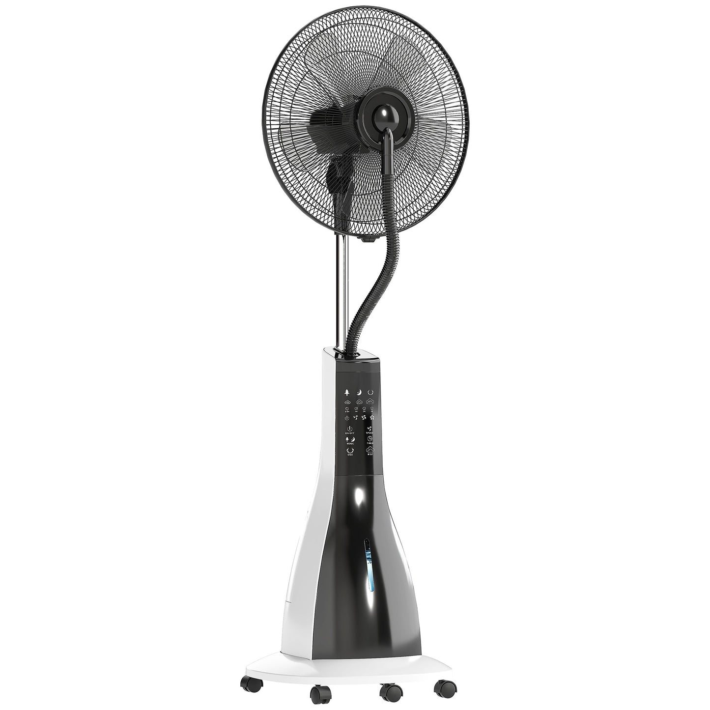 HOMCOM Pedestal Fan with Water Mist Spray, Spray Misting Fan with 75° Oscillation, Tilt Head, 3 Speeds, 3 Modes, 3 Mist, 3L Water Tank, Wheels, for Home, 125 cm