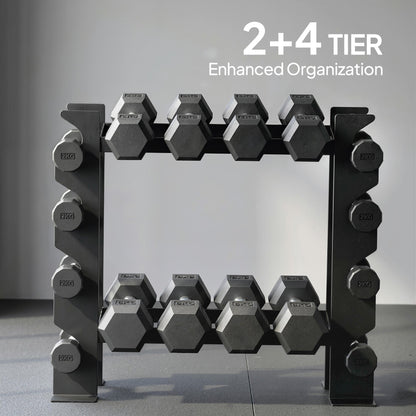 SPORTNOW 4-Tier Dumbbell Rack, Heavy-Duty Weight Rack for Dumbbells, Kettlebells and Multiple Balls, 200 KG Capacity, Black