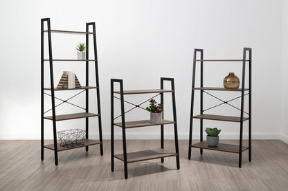 Bradbury Four Tier Dark Oak Veneer Ladder Shelf Unit