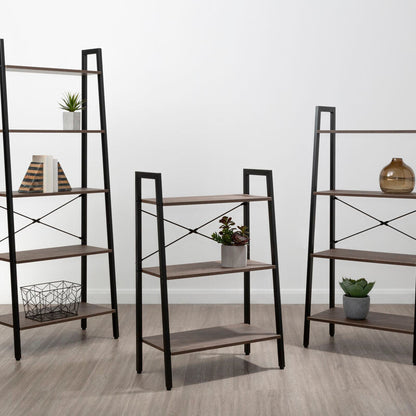 Bradbury Three Tier Dark Oak Veneer Ladder Shelf Unit