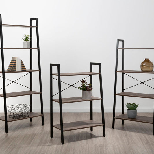 Bradbury Three Tier Dark Oak Veneer Ladder Shelf Unit