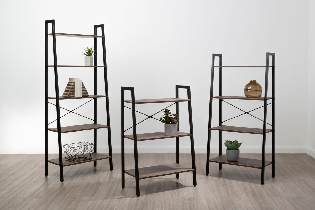 Bradbury Three Tier Dark Oak Veneer Ladder Shelf Unit
