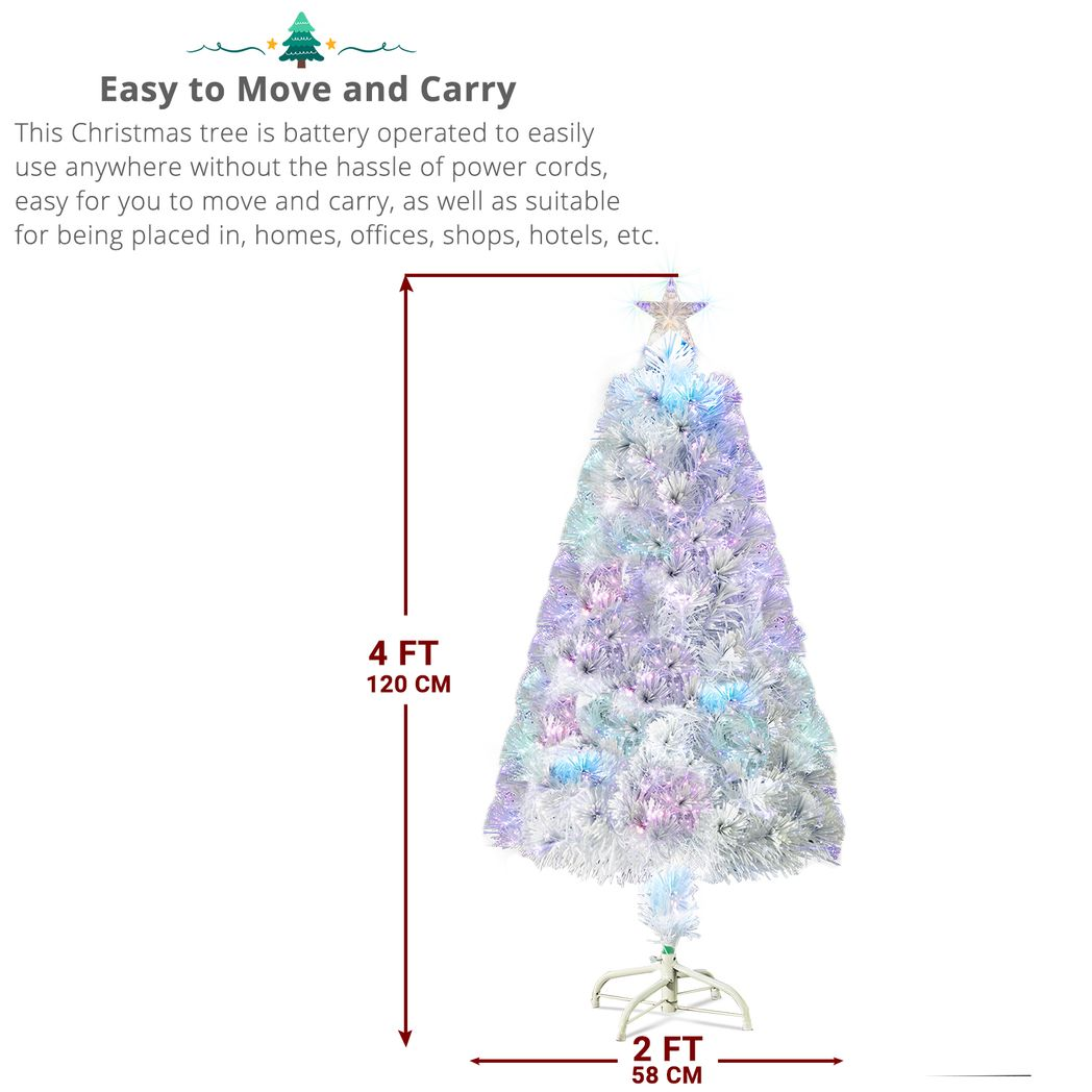 4ft 120 Branch Fiber Optic PVC Branch Iron Bracket Christmas Tree White