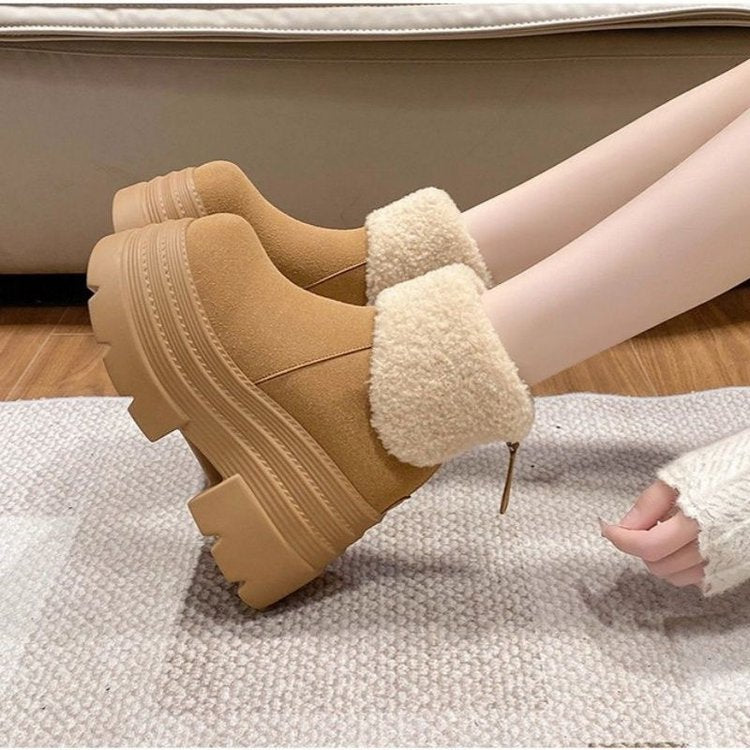 Short Plush Thickened Warm Platform Cotton Shoes