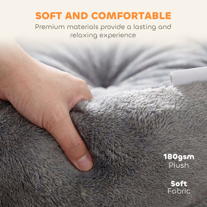 PawHut Cat Bed, Reversible Dog Pet Bed for Indoor Cats and Small Dogs, Round Bed with Supportive Bolster, Dark Grey