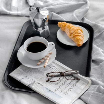 Black 35.5cm x 25cm Rectangle Non-Slip Serving Tray