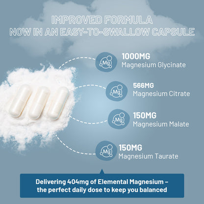 Prowise Magnesium Glycinate Complex 4-in-1 – 1866mg Blend | 404mg Elemental Magnesium | 90 Vegan Capsules