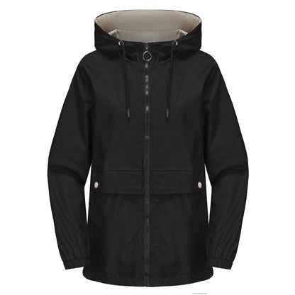 New Hooded Solid Color Trench Coat For Women