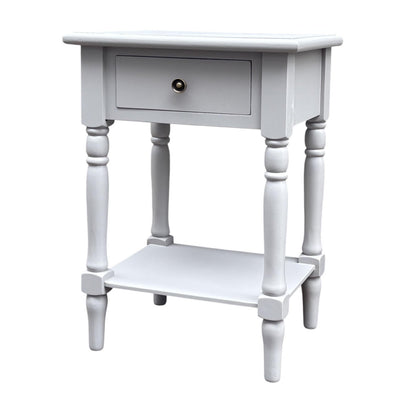 Modern and Stylish Bedside Wooden Side Table with 1 Drawer and Shelf - Sleek Art Deco Solid Pine Wood Side Tables with Storage for Home, Office, Living Room, and Hallways Decor (Solid, Grey)