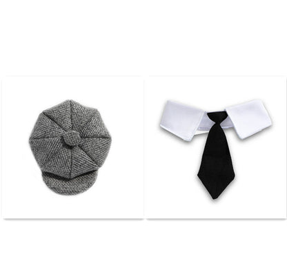 Pet Cat Gentleman Beret Tie Photo Props