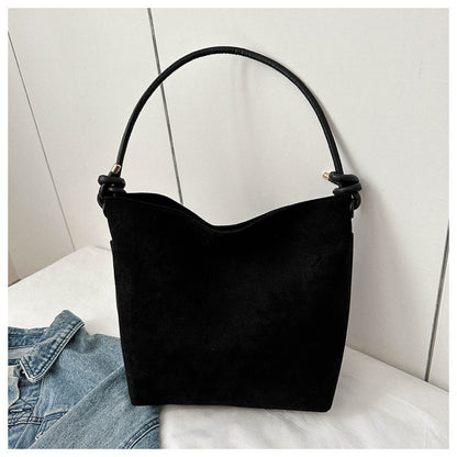 Large Capacity Frosted Suede Fashion Casual Shoulder Underarm Tote Handbag