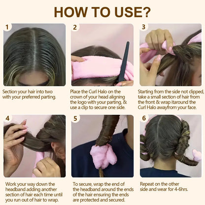 Satin Heatless Hair Curler, Lazy Natural Soft Wave DIY Heatless Curls For Sleep In Overnight, For All Hair Types - Pink