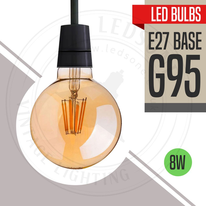 5 Pack of Vintage Globe Edison LED Light Bulb G95 8W, E27 Screw Bulb