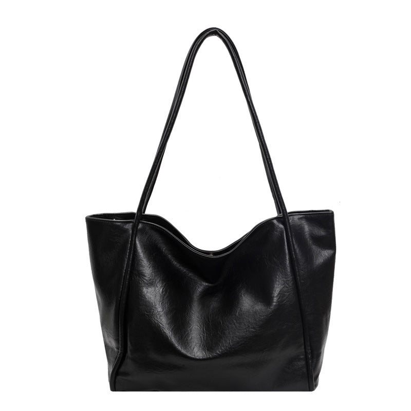 Soft Leather Shoulder Bag Large Capacity Commuter Totes Shopping Travel Bags For Women