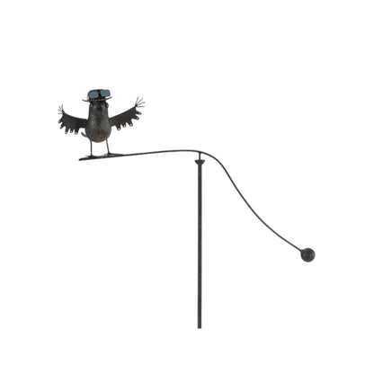 Durable Owl Bird Garden Spinner Metal Stake with Whimsical Spinning Motion - Unique Decorative Outdoor Art for Gardens, Porches, Balconies, Flower Beds, Lawns & Pots