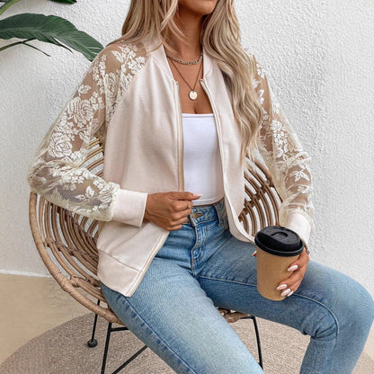 Long Sleeve Baseball Collar Jacket Top