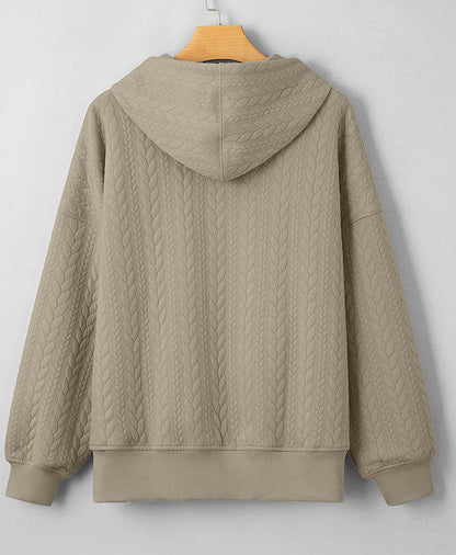 Twist Texture Solid Color Casual Hoodie Sweater Top