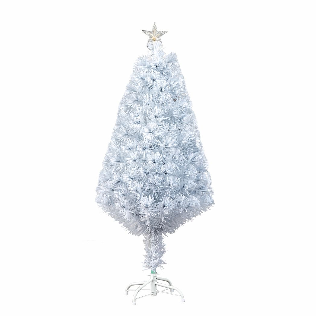 4ft 120 Branch Fiber Optic PVC Branch Iron Bracket Christmas Tree White