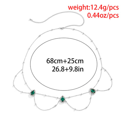 All-match Water Drop Gemstone Body Chain Women's Simple U-shaped Beads
