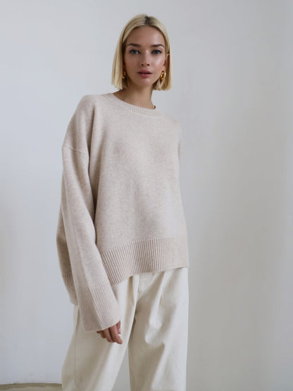 Thick Round Neck Women's Loose All-matching Knitted Pullover Sweater