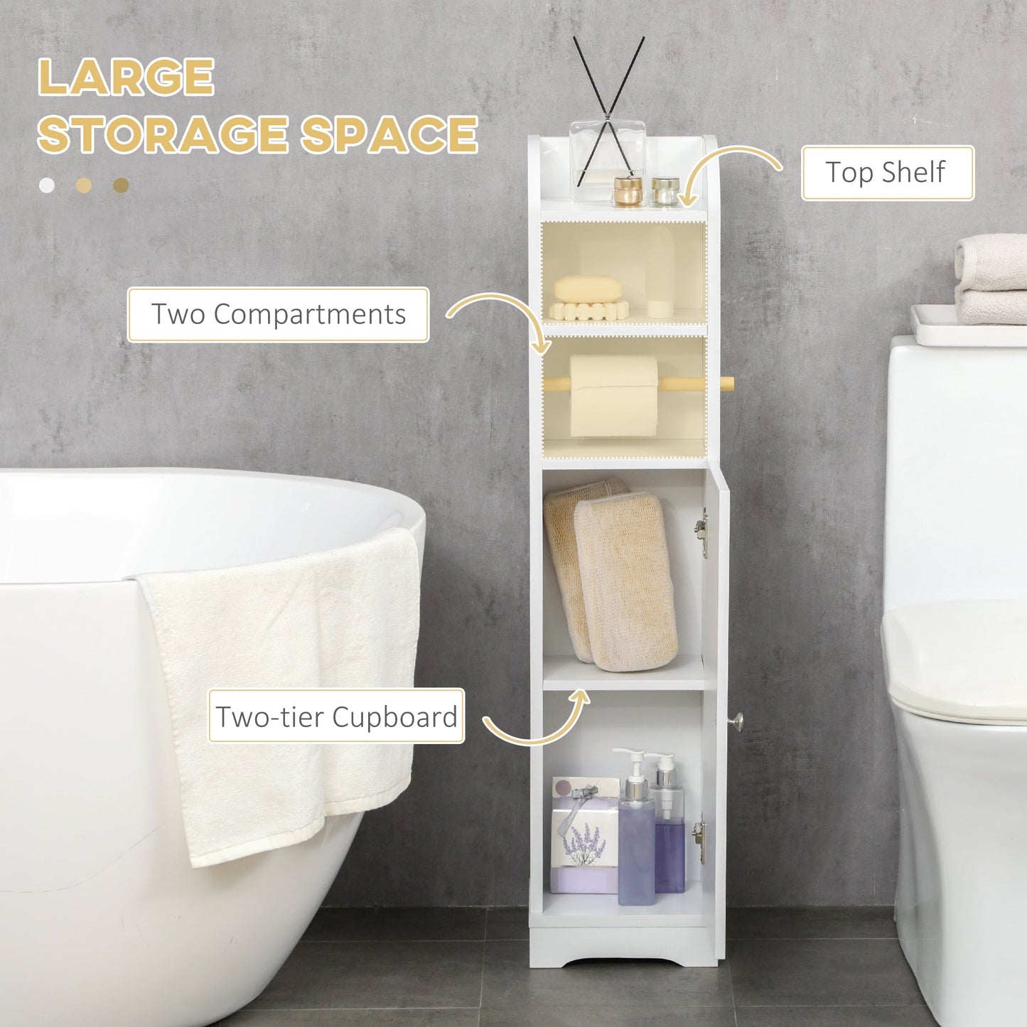 kleankin Multi-Storage Narrow Bathroom Cabinet - White