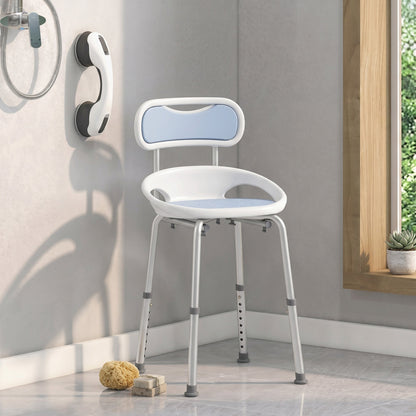HOMCOM Shower Chair with Padded Seat Adjustable Height Shower Stool Bath Seat with Back and Anti-Slip Feet