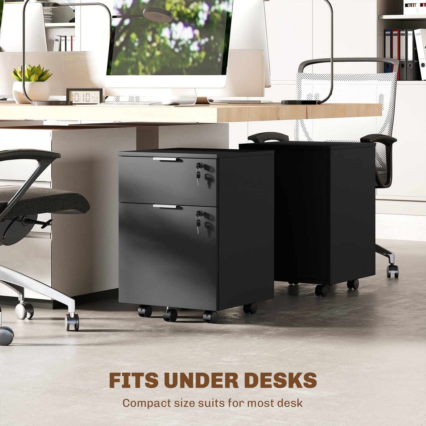 HOMCOM Two-Drawer Lockable Filing Cabinet - Black