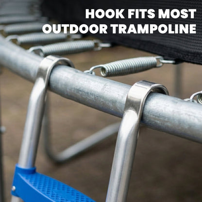 SPORTNOW Trampoline Ladder, 3-Steps with Horizontal Wide Steps, Universal Hook, Galvanised Steel Frame, 150kg Load Capacity