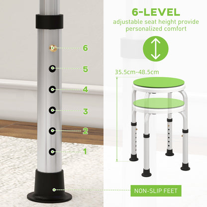 HOMCOM 360\'c2\'b0 Swivel Shower Chair, Height Adjustable Aluminium Shower Stool with Non-Slip Feet for Disabled, Elderly, Green